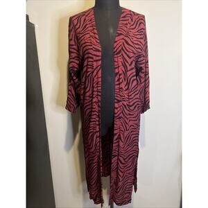 Loft‎ Dark Red / Black Zebra Print Sheer Duster XS / S